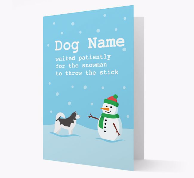 '{dogsName} and Snowman' - Personalised {breedFullName} Christmas Card